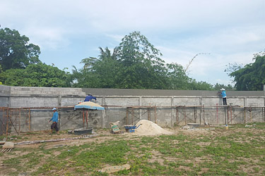 Half way, Cement coating the new wall